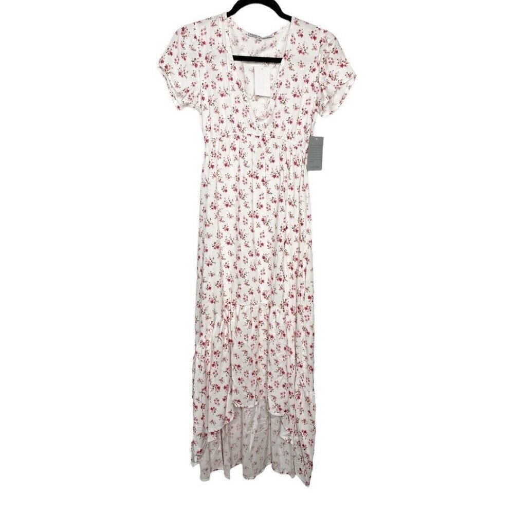 NWT VELVET TORCH NEW Rustic Prairie High Low Dress Size L Ivory Floral Tiered